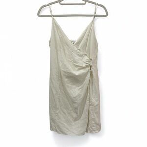 LUSH White Mini Side Button Wrap Dress Medium